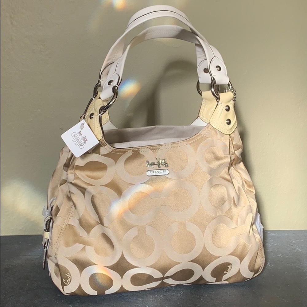 NWT Tan and Cream Coach Shoulder Bag